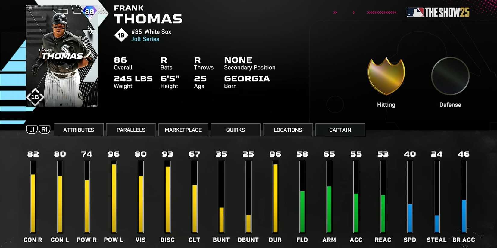 MLB The Show 25 frank thomas player stats 2025