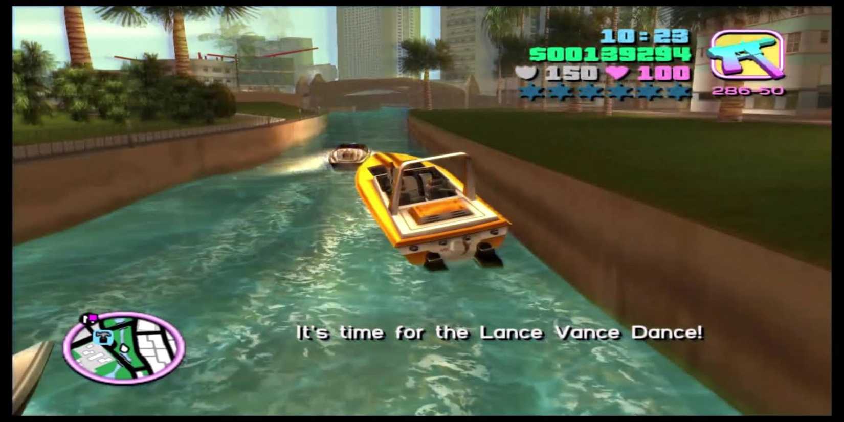 A boat in the river in GTA Vice City