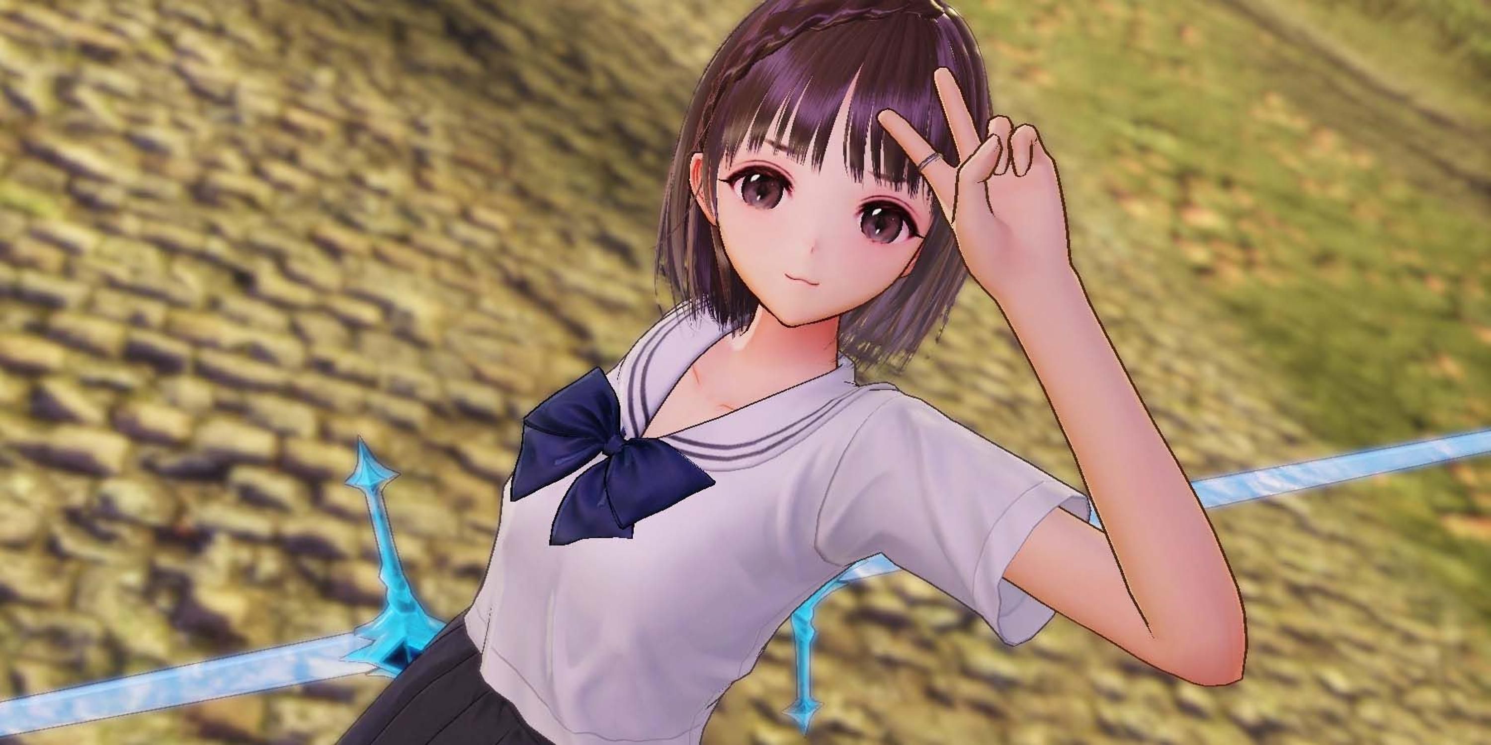 A closeup of a character in Blue Reflection Second Light