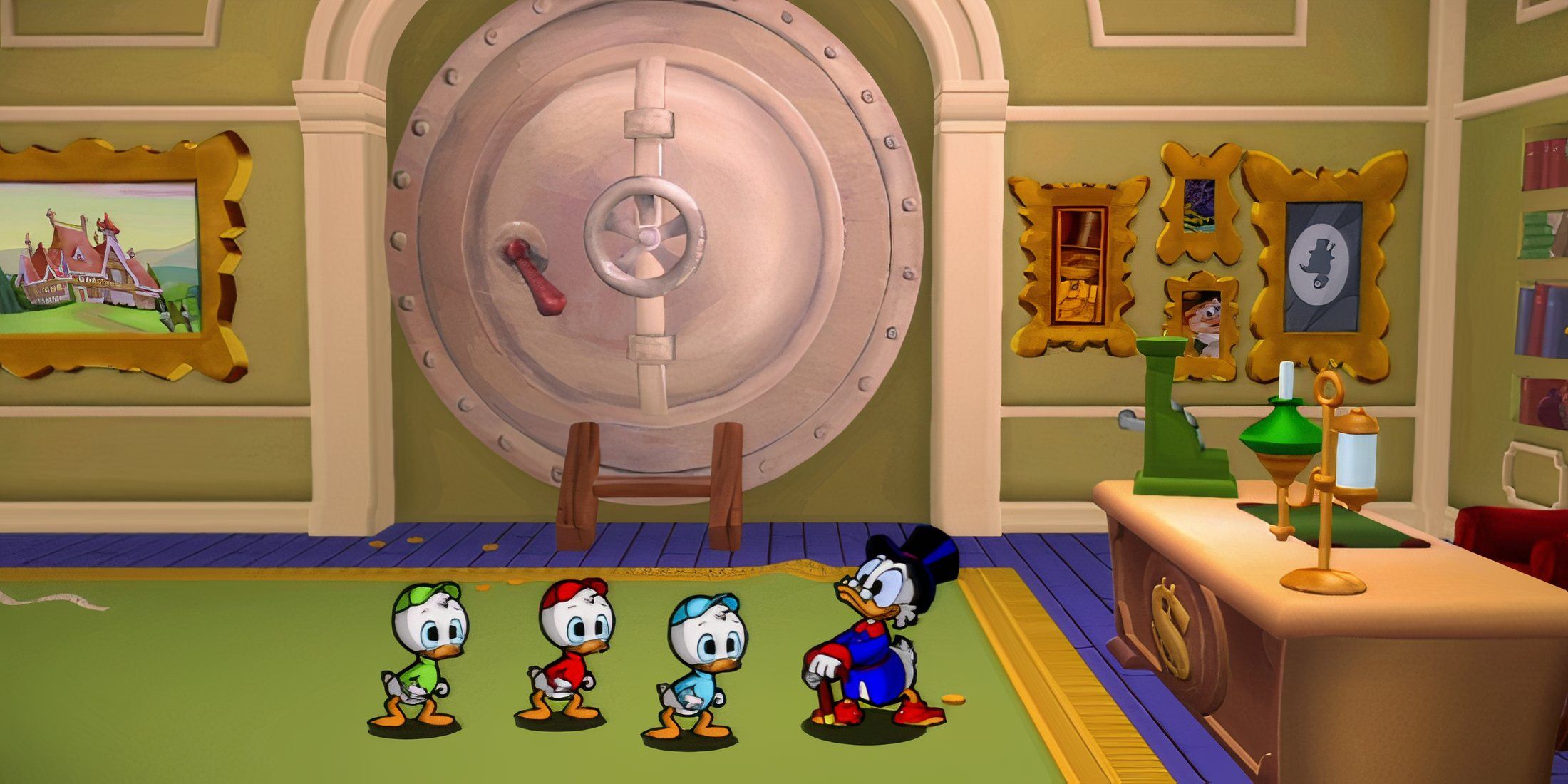A cutscene featuring characters in DuckTales Remastered