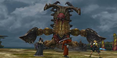 A Key Frame From Final Fantasy 10 Showing The Player & Their Party In A Combat Scenario