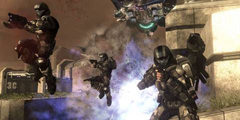 A Key Frame From Halo 3 ODST Showing Various ODST Troopers In Action Poses