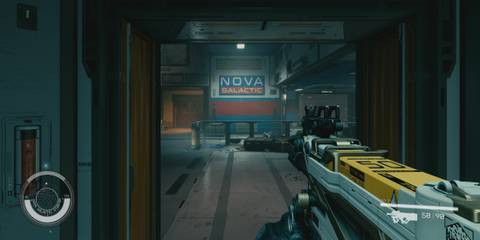 A Key Frame From Starfield Showing A First-Person Perspective Of The Player Readying Their Weapon For Combat