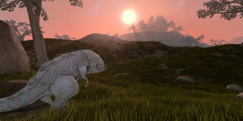 A Key Frame From The Elder Scrolls Morrowind Showing A Player Viewing A Roaming Creature