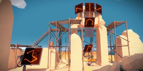 A puzzle in the desert region in The Witness