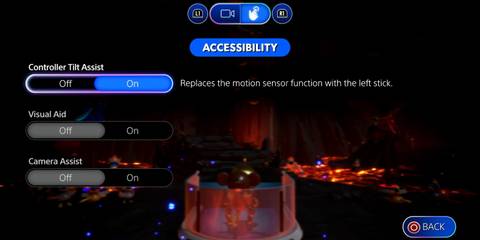 Accessibility menu from Astro Bot