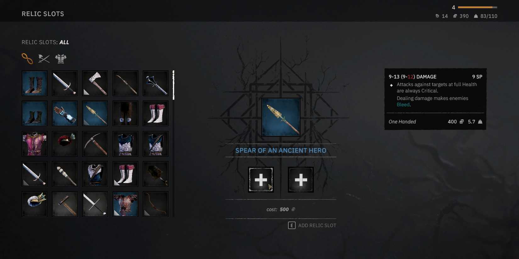 adding a relic slot to a weapon in tainted grail the fall of avalon