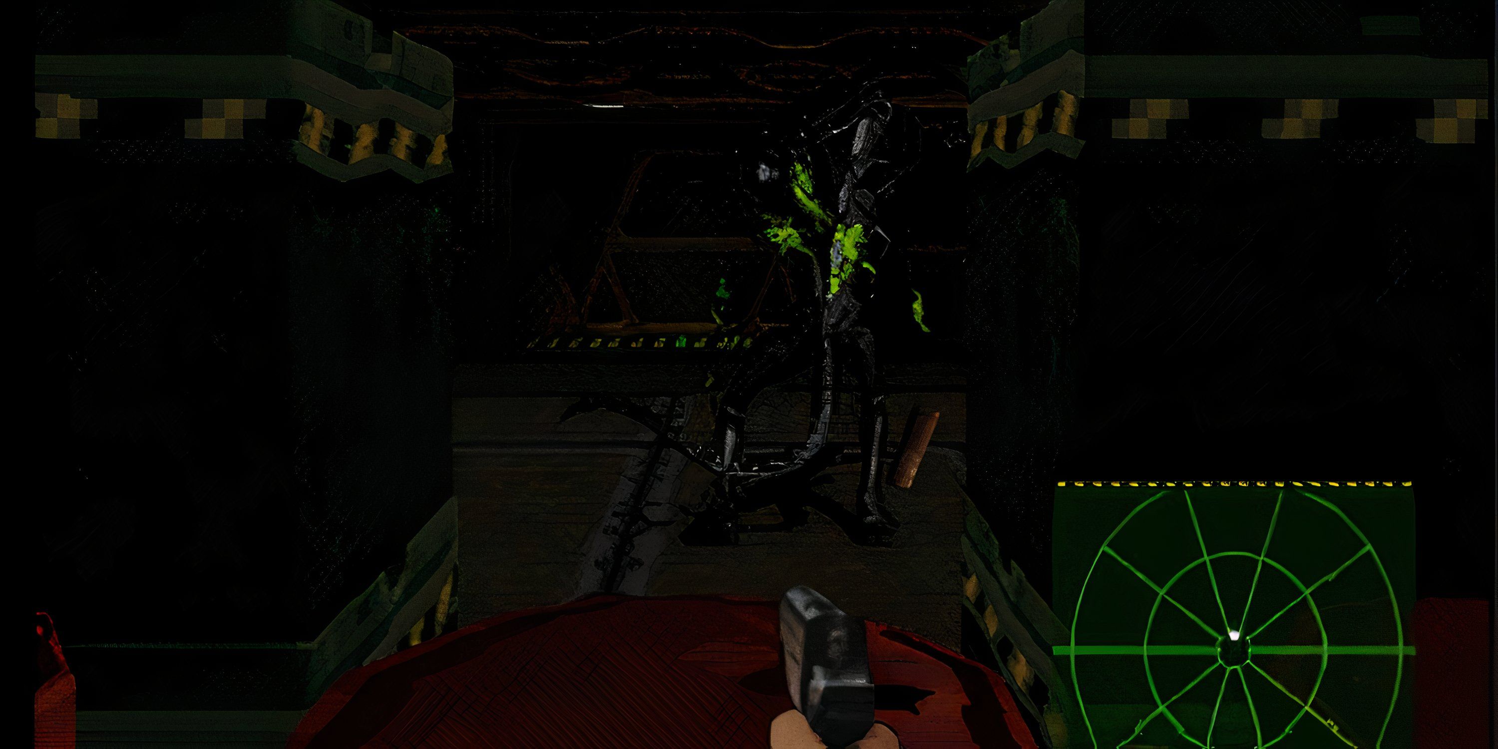 Ripley shooting a Xenomorph with a pistol in Alien Trilogy