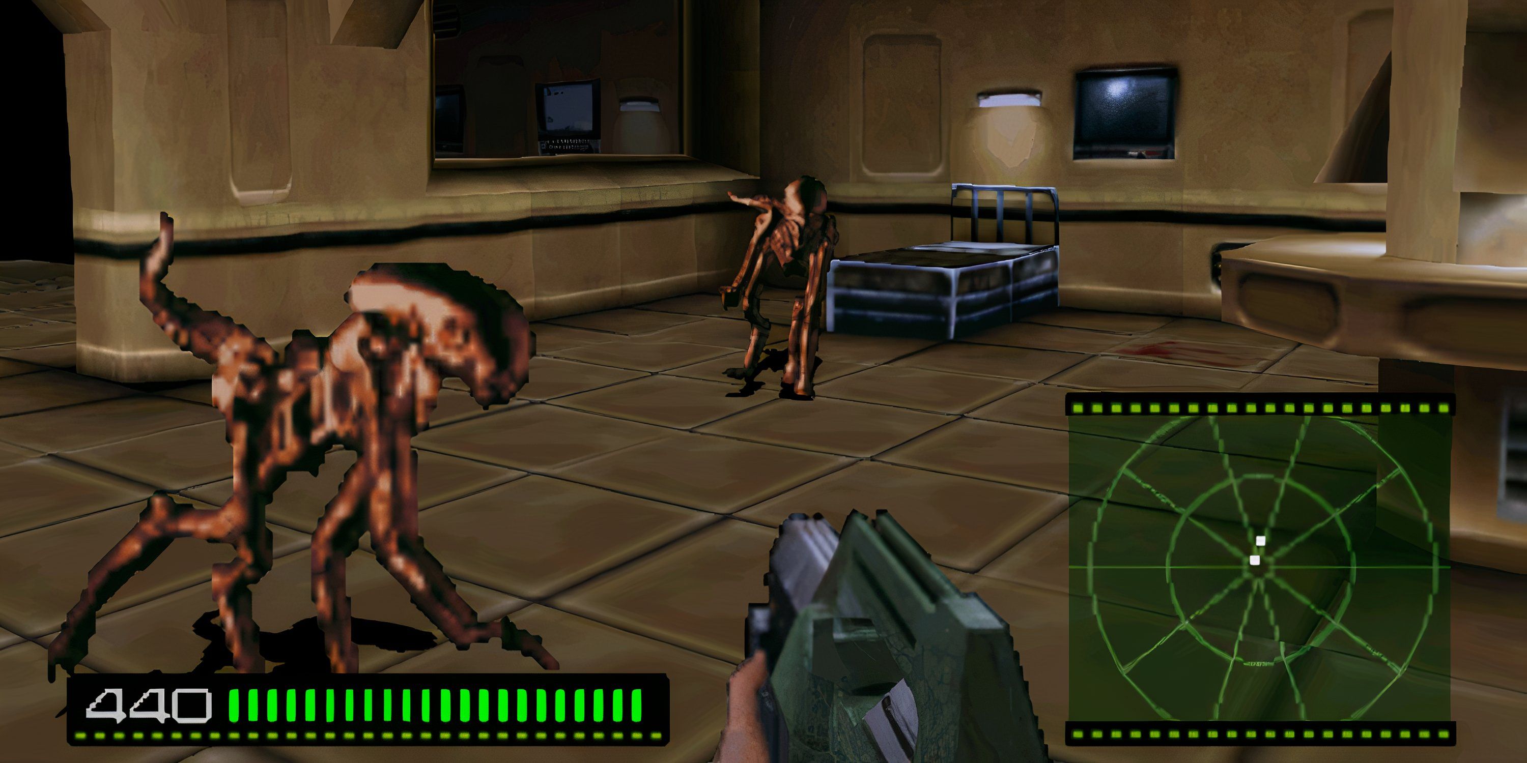 Ripley shooting Runner Xenomorphs with a pulse rifle in Alien Trilogy