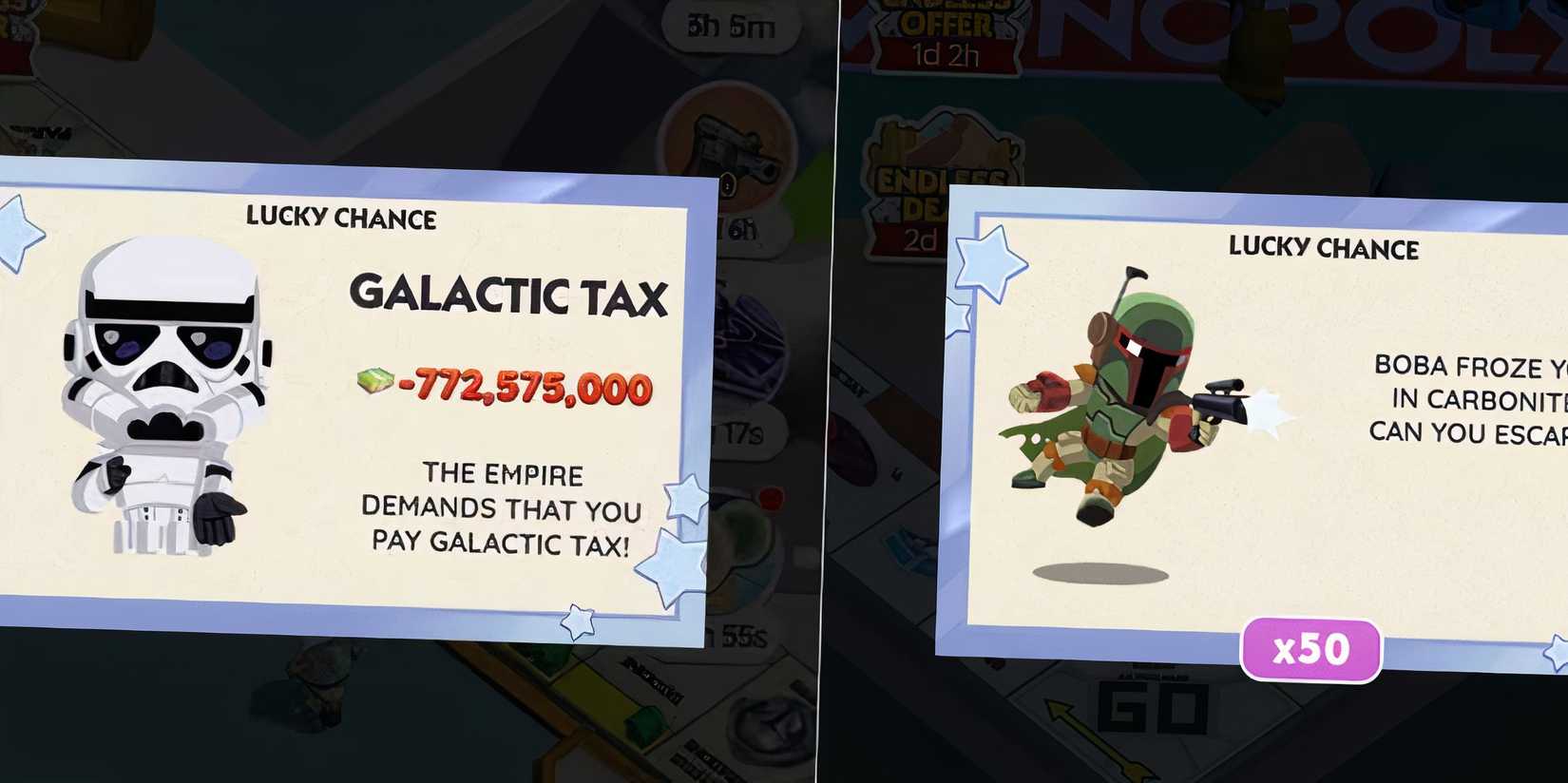 All Cards in Galactic Chance Event in Monopoly GO
