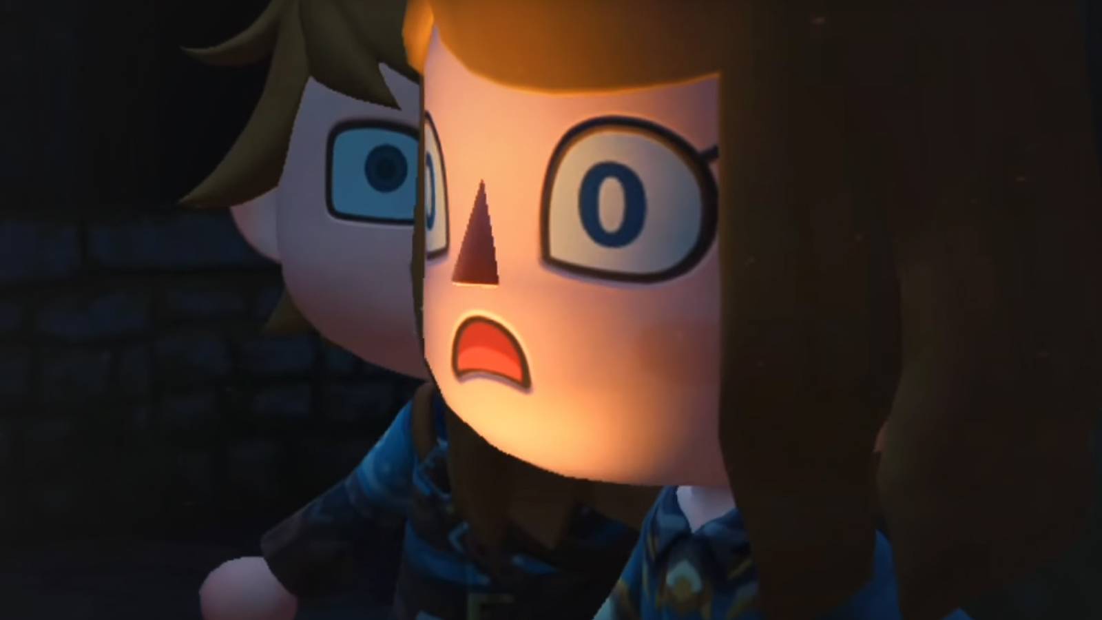 Animal Crossing New Horizons The Legend of Zelda TOTK Intro recreated by ACV-TotK shocked face screenshot