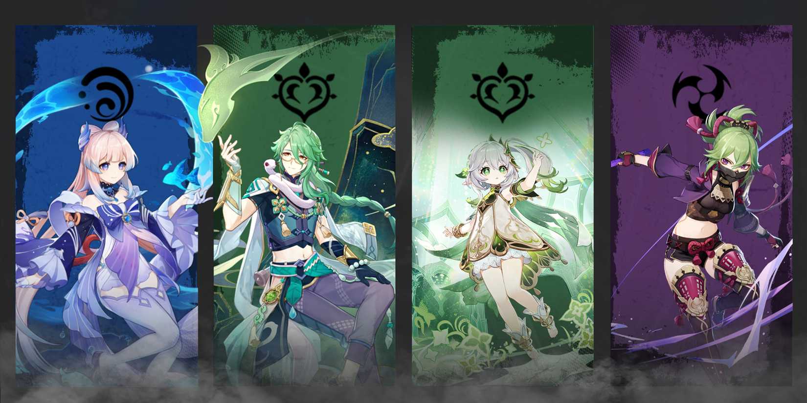 baizhu-nahida-kuki shinobu-and kokomi team composition in genshin impact