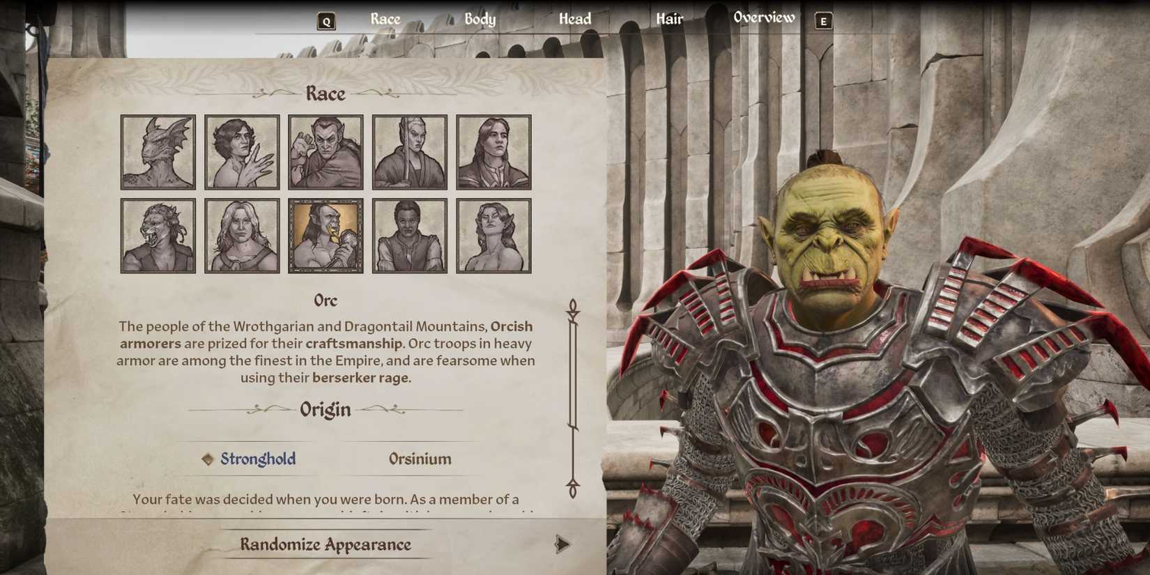 Oblivion Remastered race menu