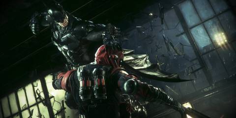 Batman fighting a militia soldier in Batman: Arkham Knight