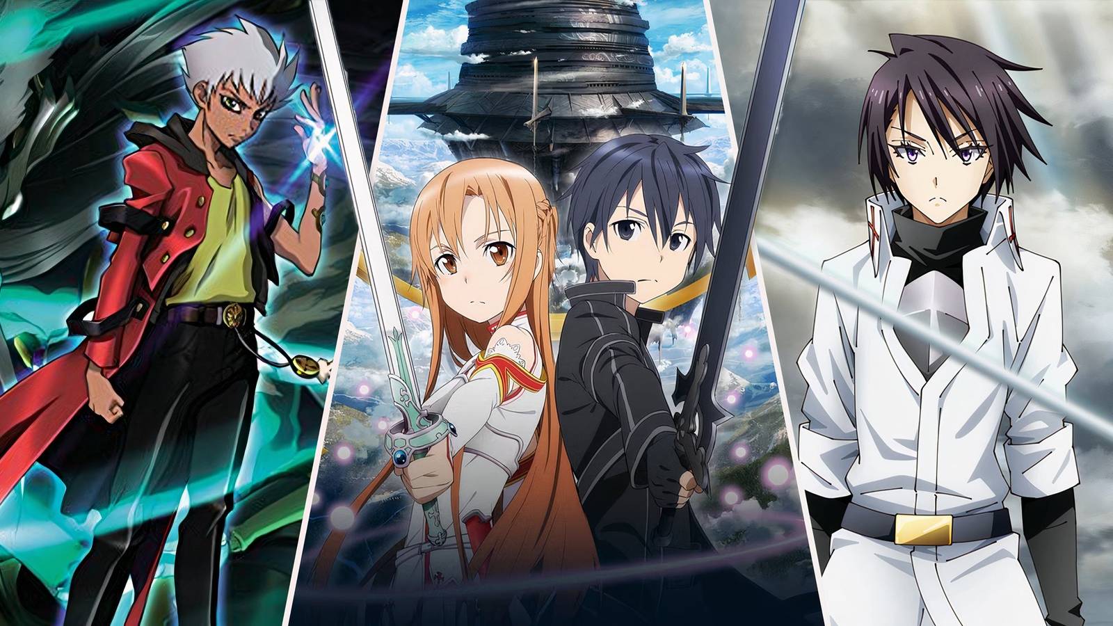 best isekai anime 50 episodes sword art online, kiba, reincarnated as a slime