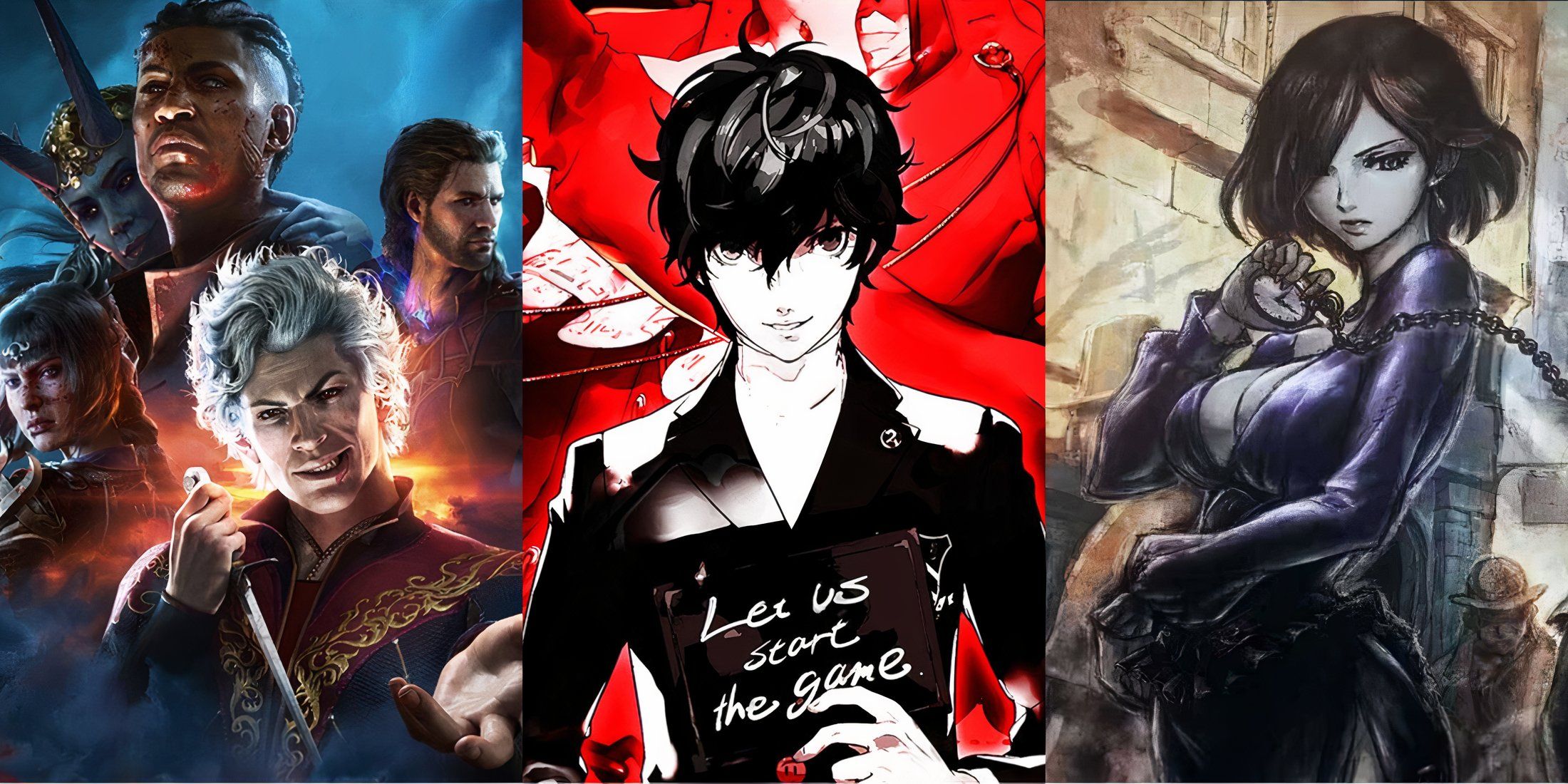 Feature image depicting Baldur's Gate 3, Persona 5, and Octopath Traveler 2
