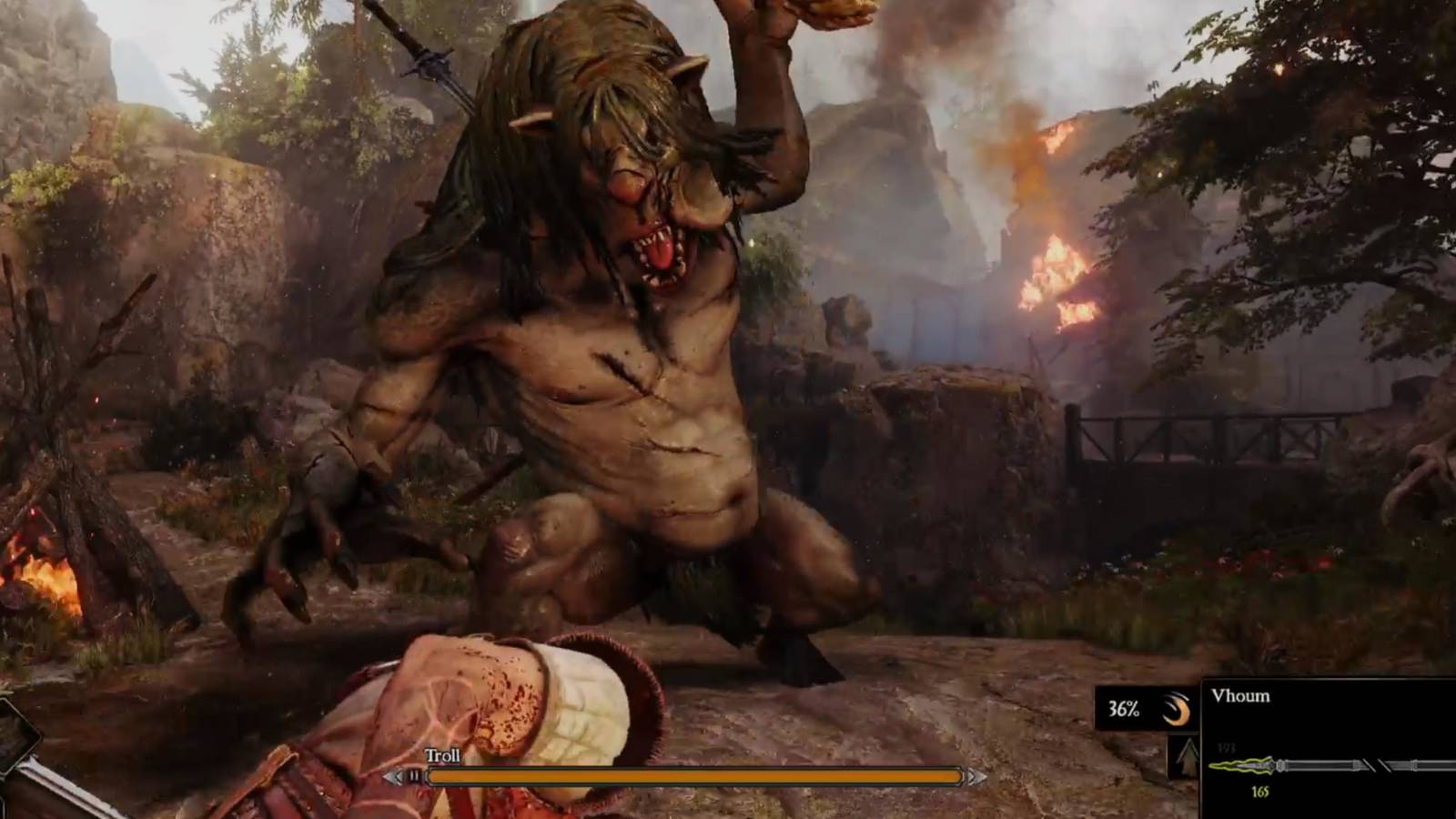 Blades of Fire avoiding an attack from the Troll