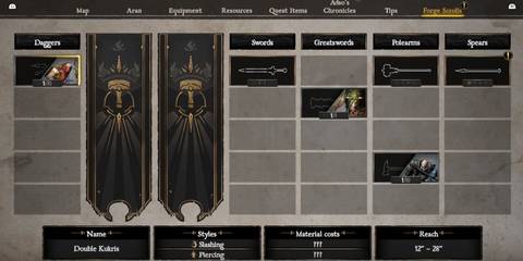 Blades of Fire - Forge Scrolls menu