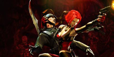 Rayne straddles a victim while brandishing her gun