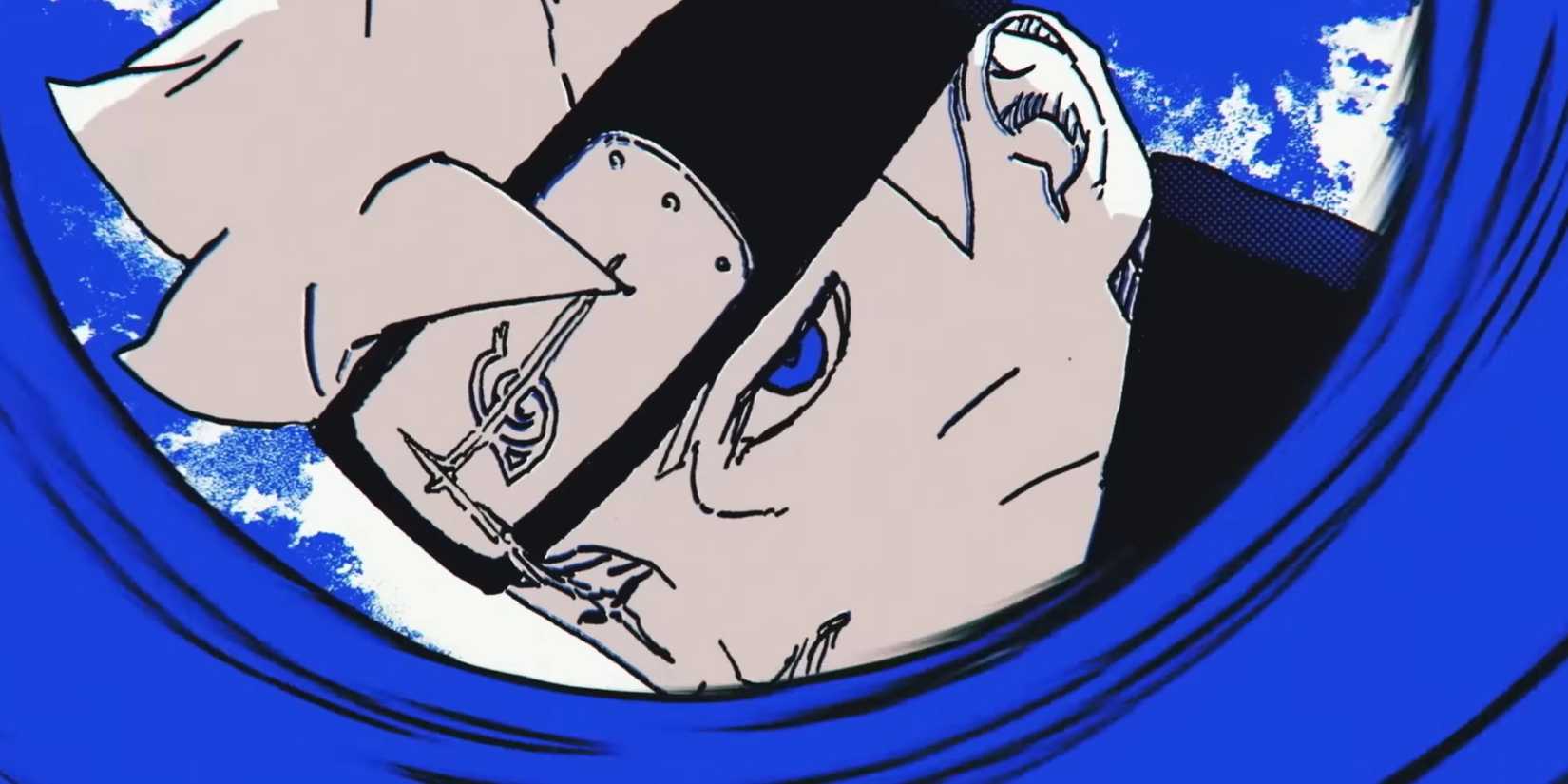 picture: boruto with his scar in two blue vortex.