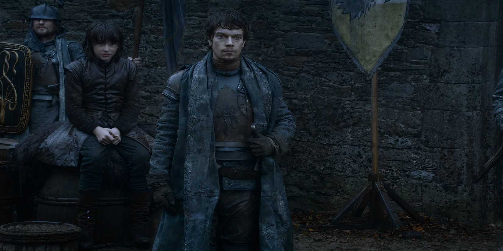 Bran Stark and Theon Greyjoy at Winterfell in Game of Thrones.