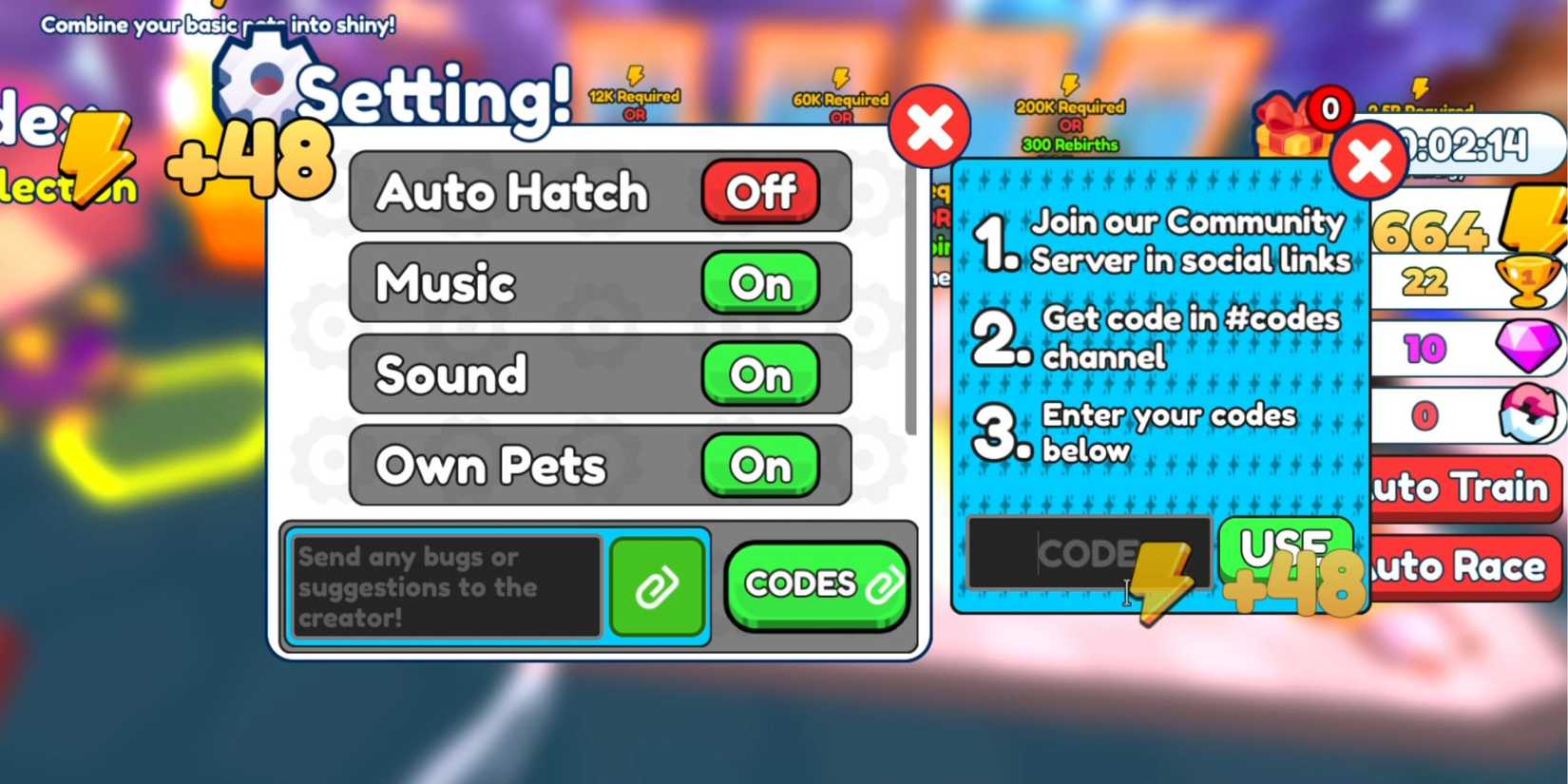 Broom Training - the codes tab