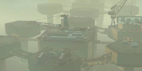 establishing shot of the big shell