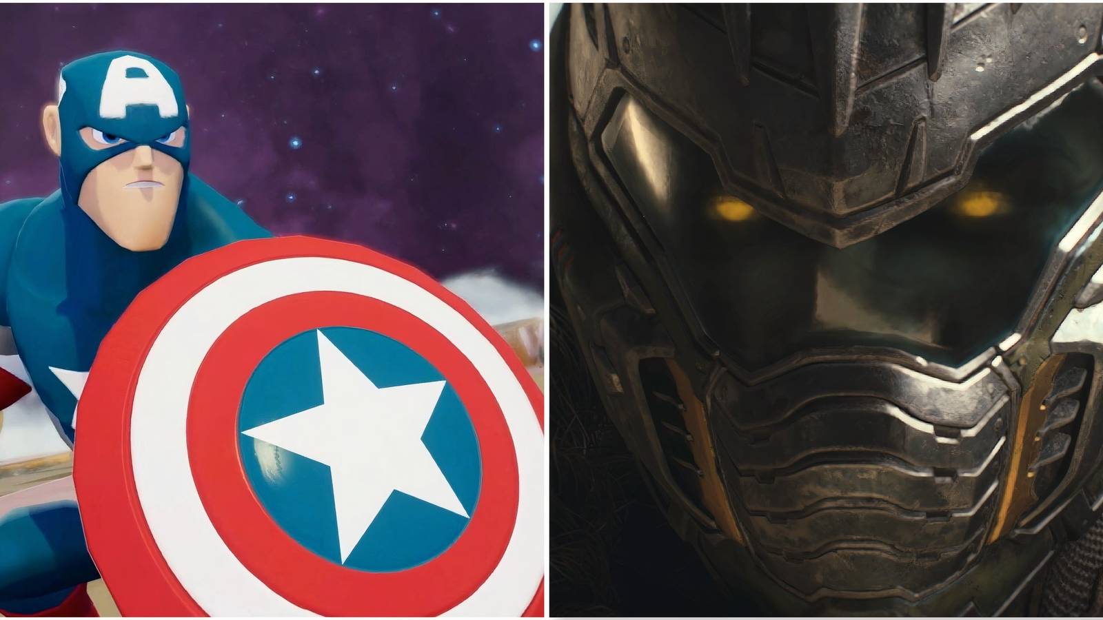 Captain America in Disney Infinity and Doom Slayer in Doom The Dark Ages