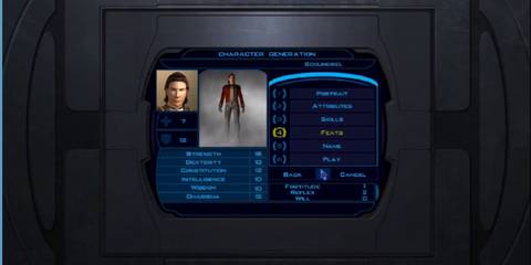 Character creator in Star Wars Knights of the Old Republic