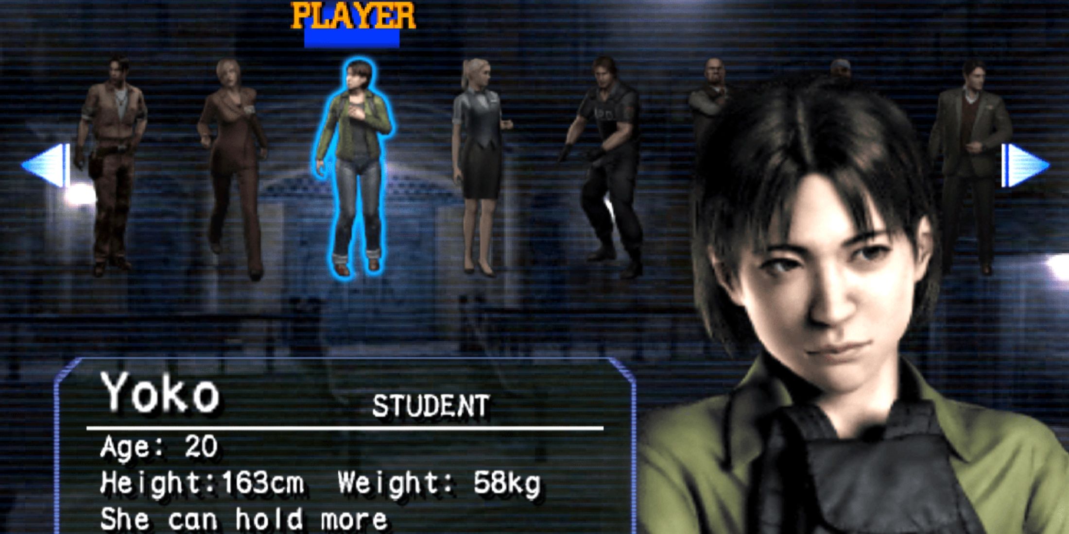 Pilih karakter di Resident Evil Outbreak