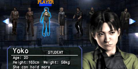 Character select in Resident Evil Outbreak