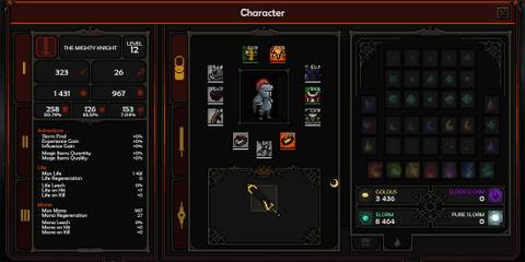 character sheet in the Slormancer