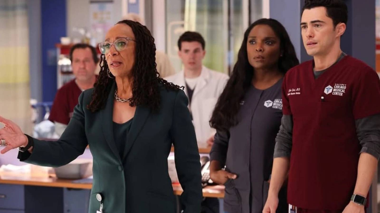 Sharon Goodwin, Maggie Lockwood, and Dr. John Frost on Chicago Med