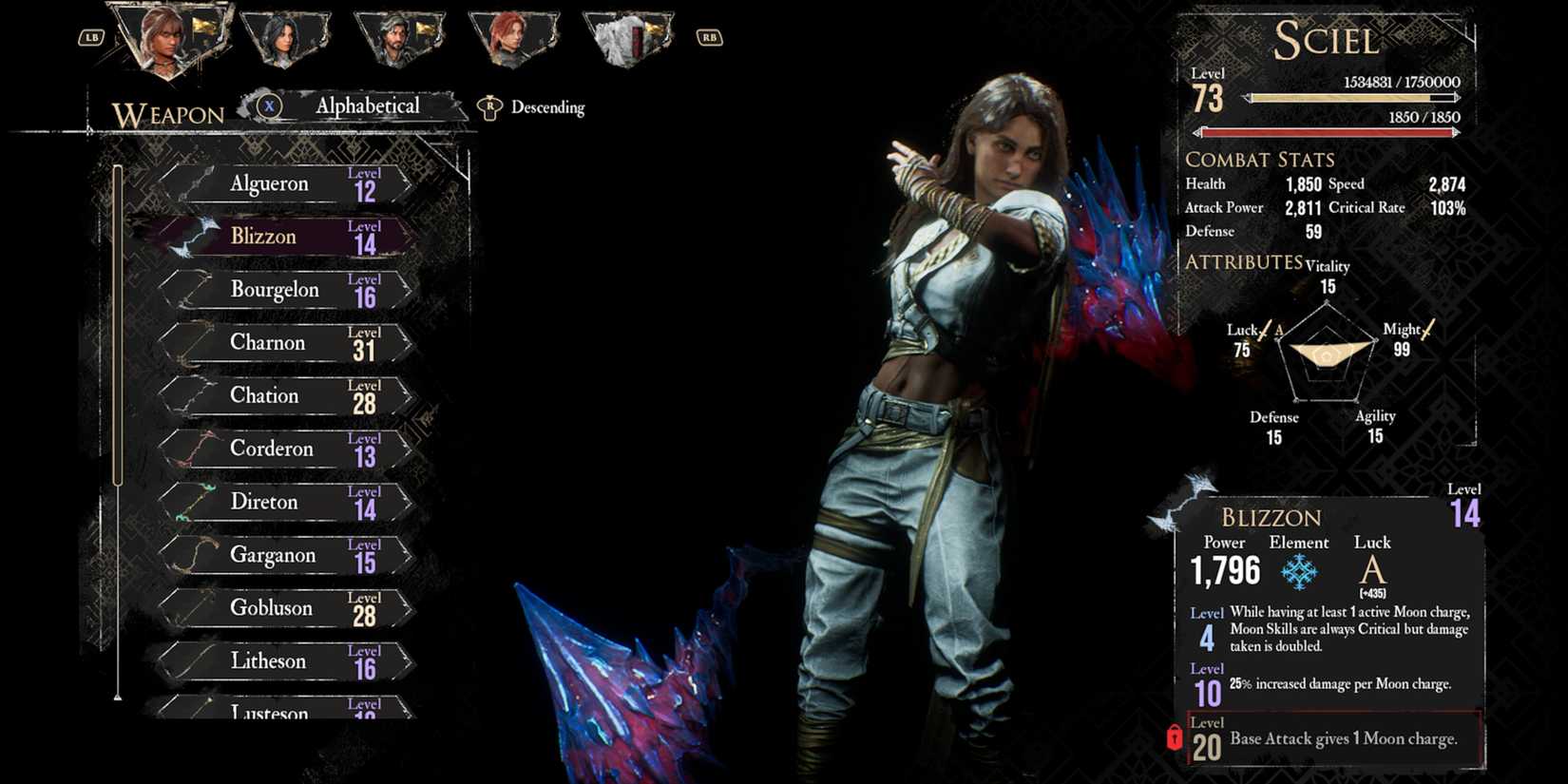 Clair Obscur Expedition 33 Blizzon Sciel Weapon