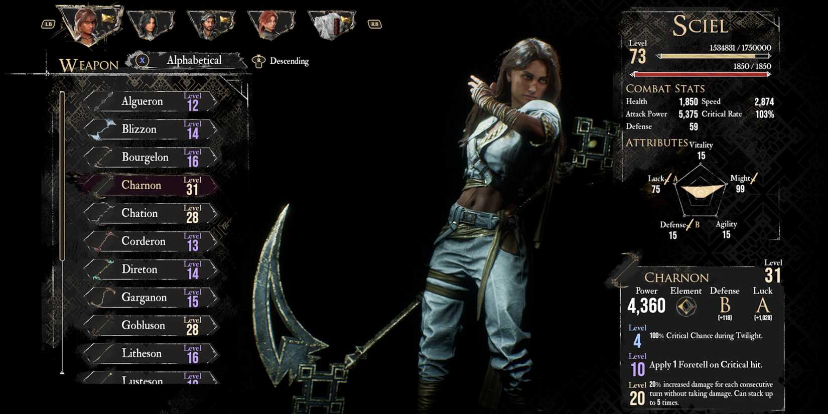 Clair Obscur Expedition 33 Charnon Sciel Weapon