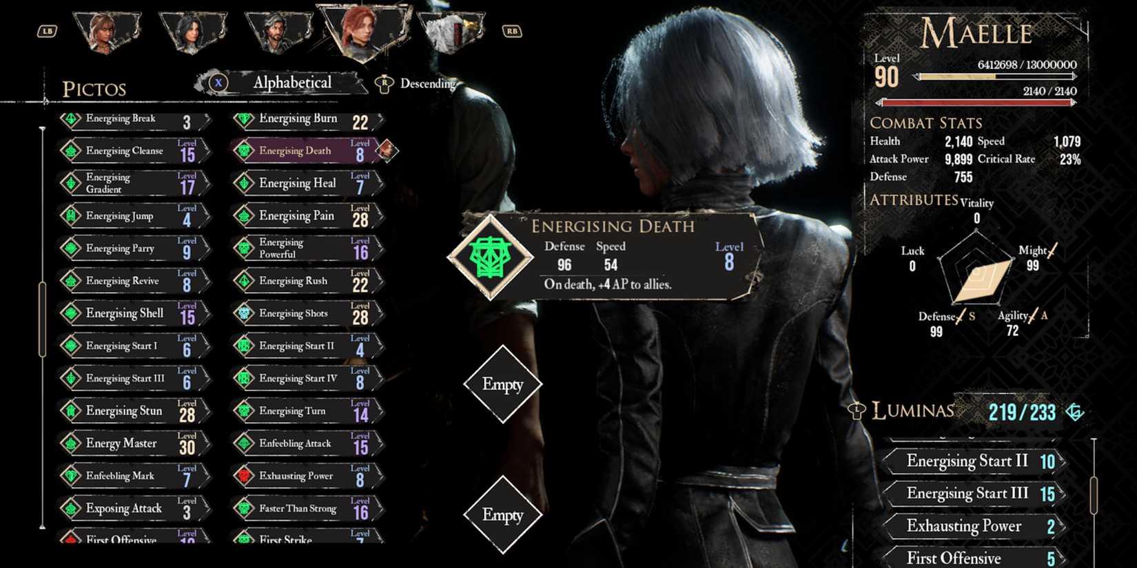 Clair Obscur Expedition 33 Energising Death Pictos