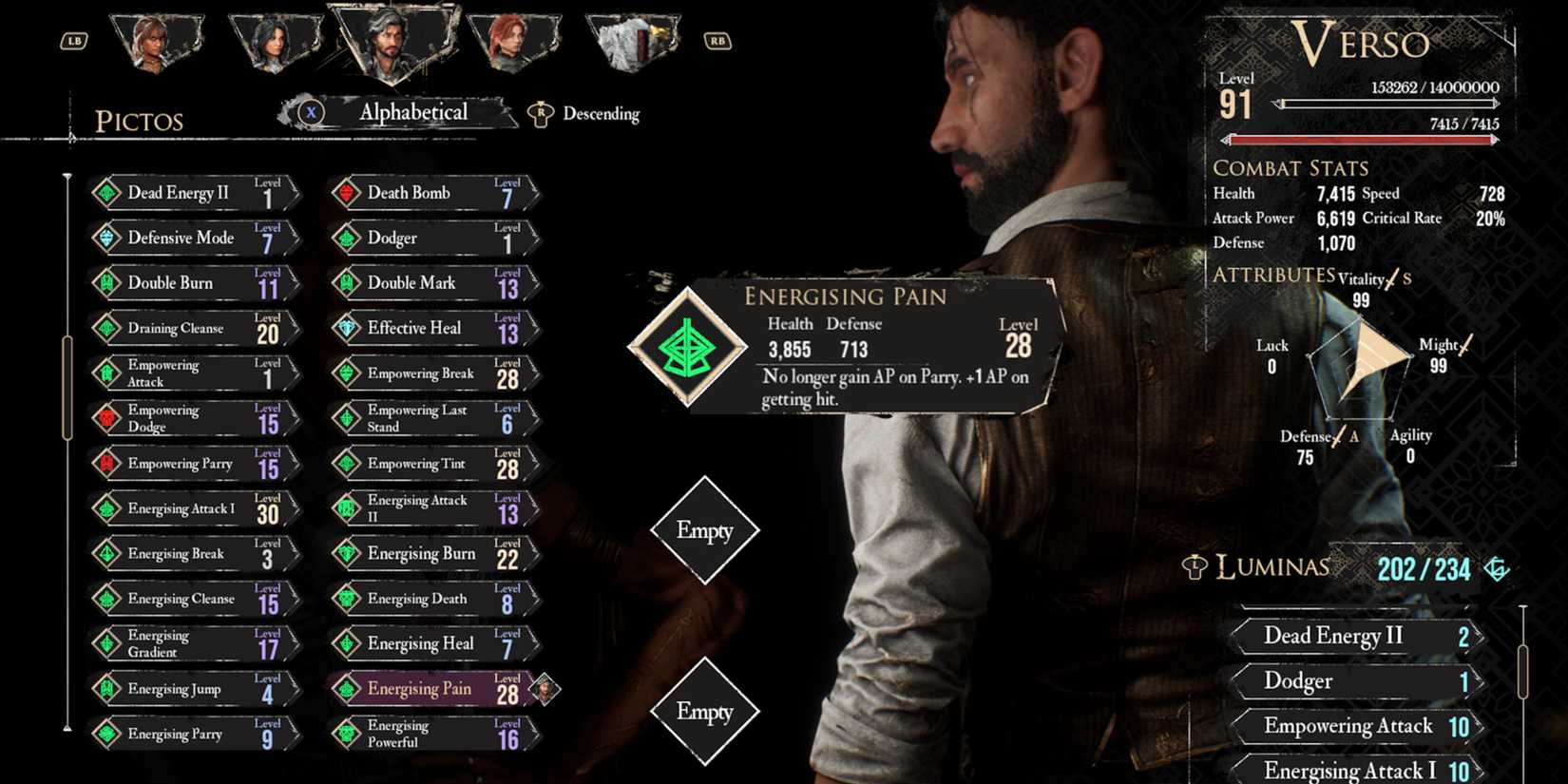 Clair Obscur Expedition 33 Energising Pain Pictos