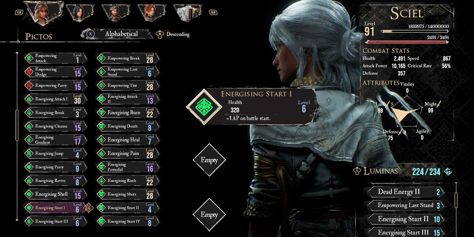 Clair Obscur Expedition 33 Energizing Start Pictos