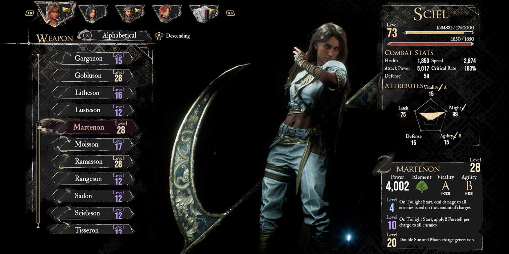 Clair Obscur Expedition 33 Martenon Sciel Weapon