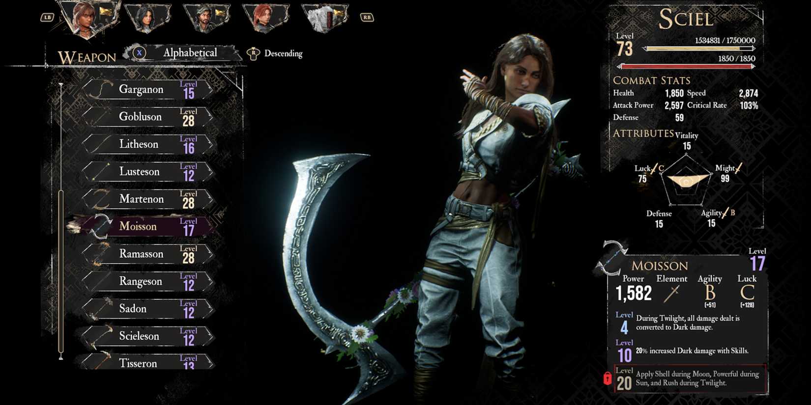 Clair Obscur Expedition 33 Moisson Sciel Weapon