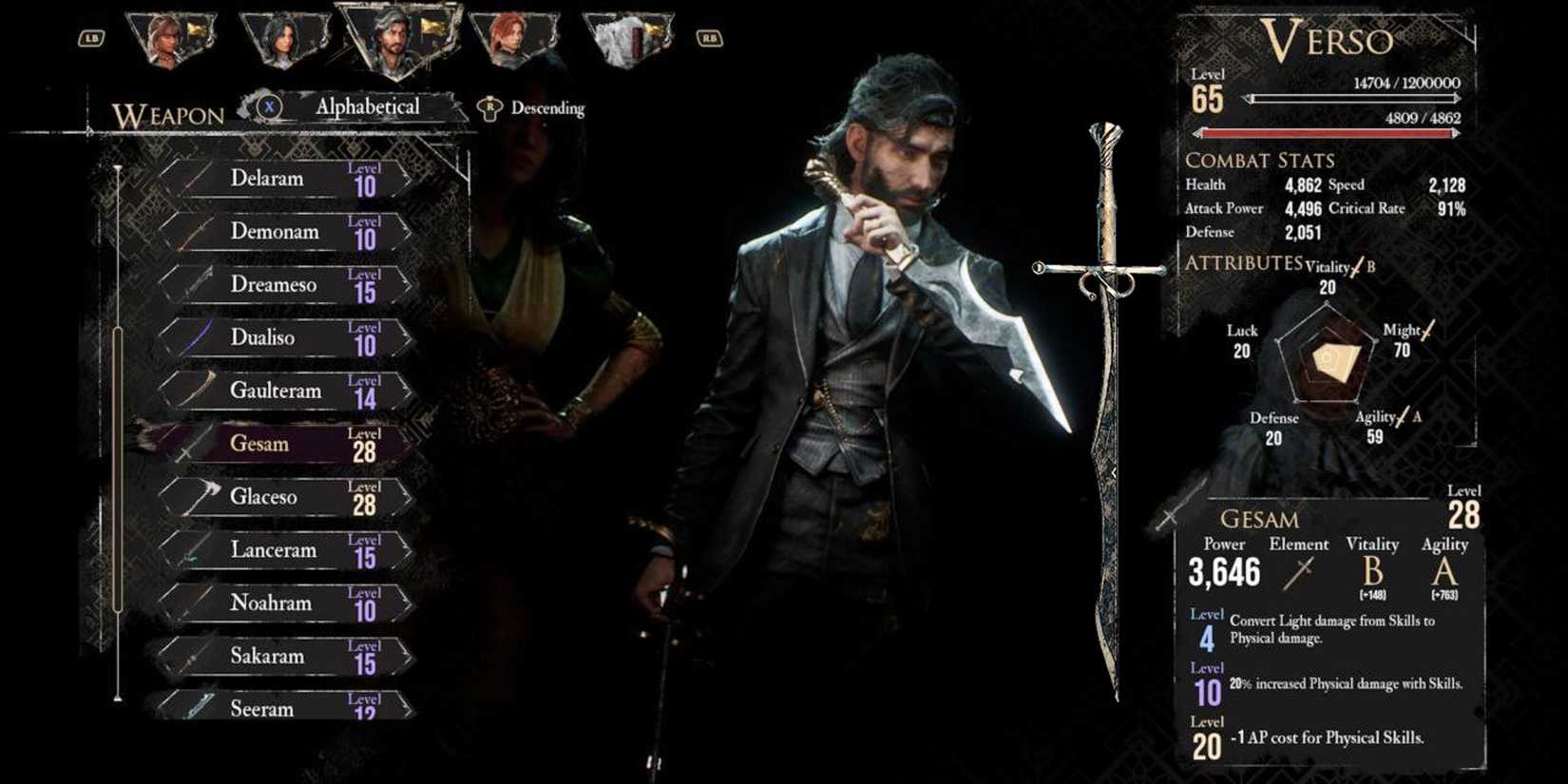 Clair Obscur Expedition 33 Verso Gesam Weapon