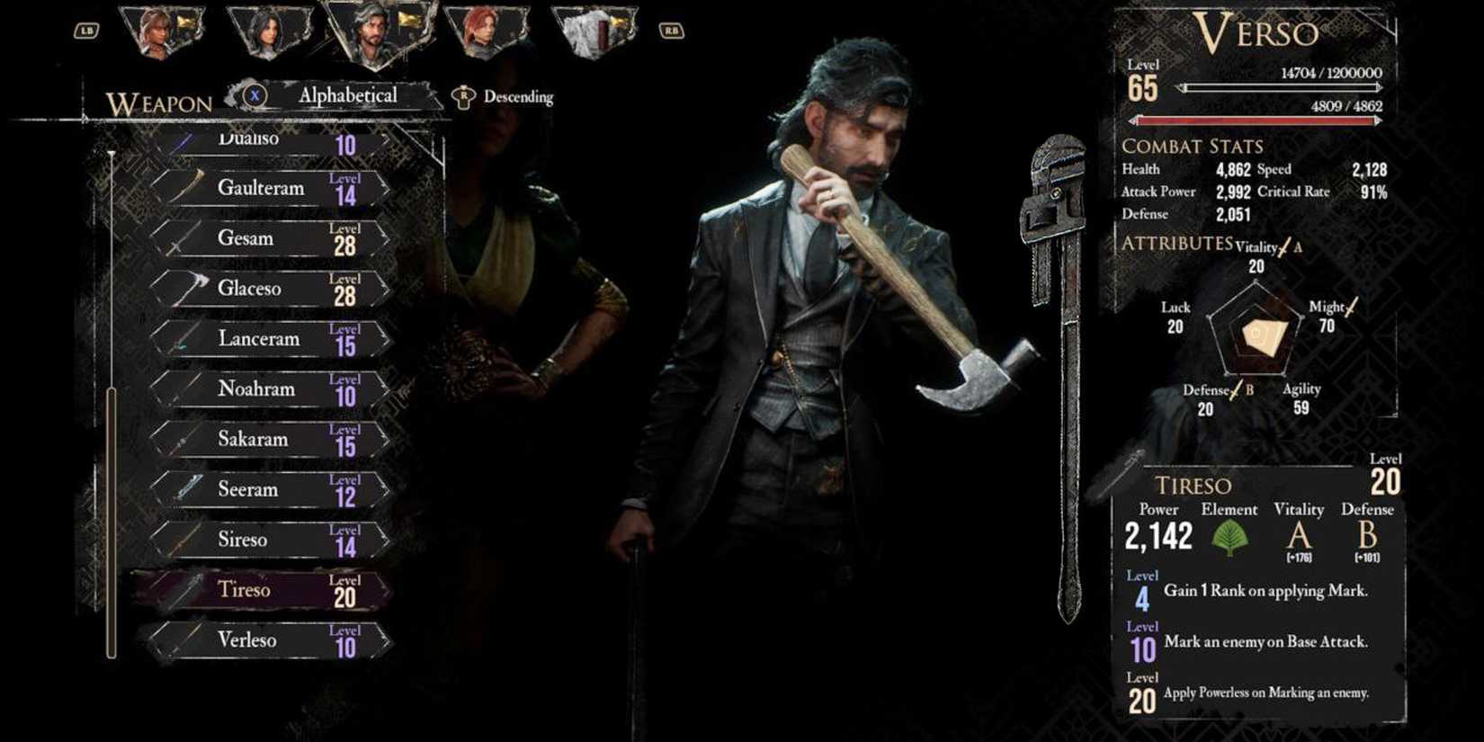 Clair Obscur Expedition 33 Verso Tireso Weapon