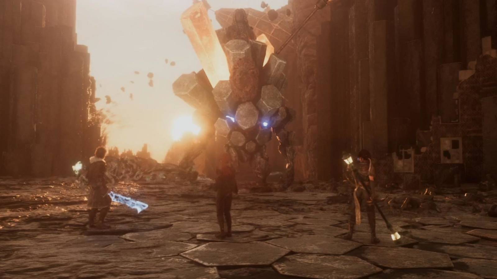 Clair Obscura Expedition 33 the party confronting the Chromatic Hexga