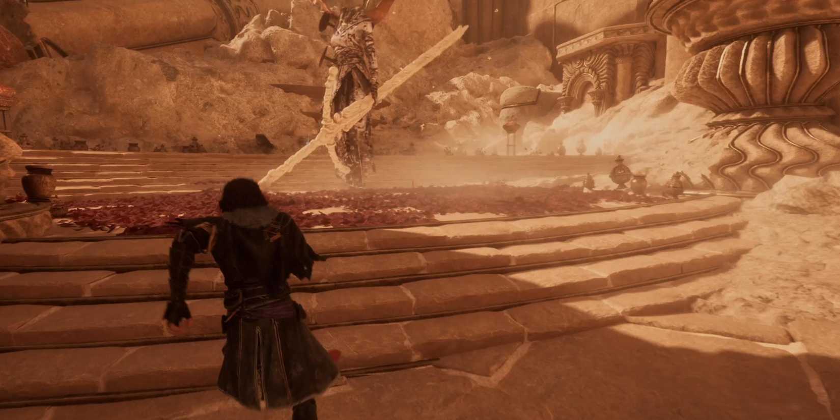 Clair Obscura Expedition 33 Verso running toward the Chromatic Greatsword Cultist