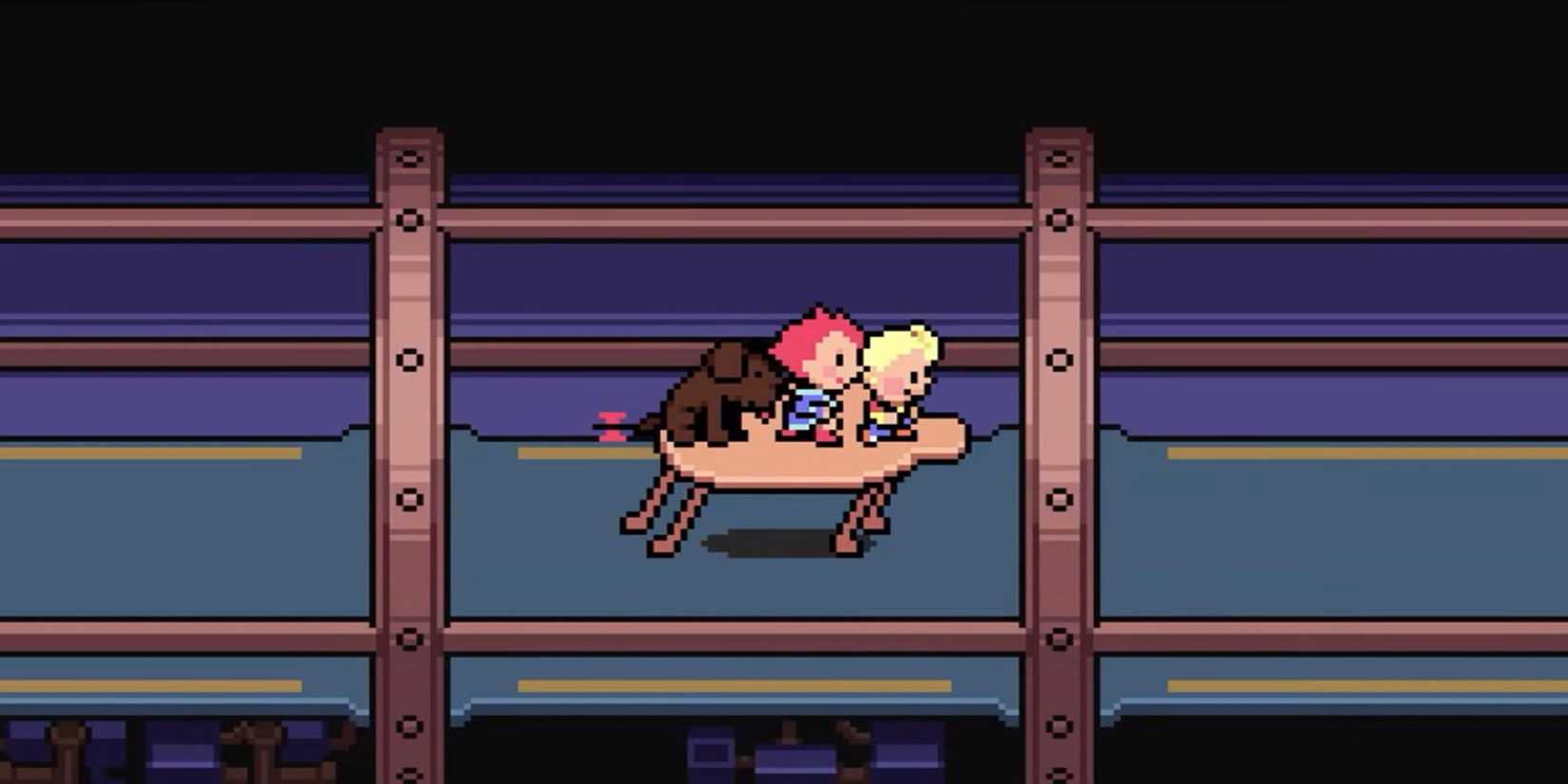 Claus and Lucas ride with Boney in Mother 3
