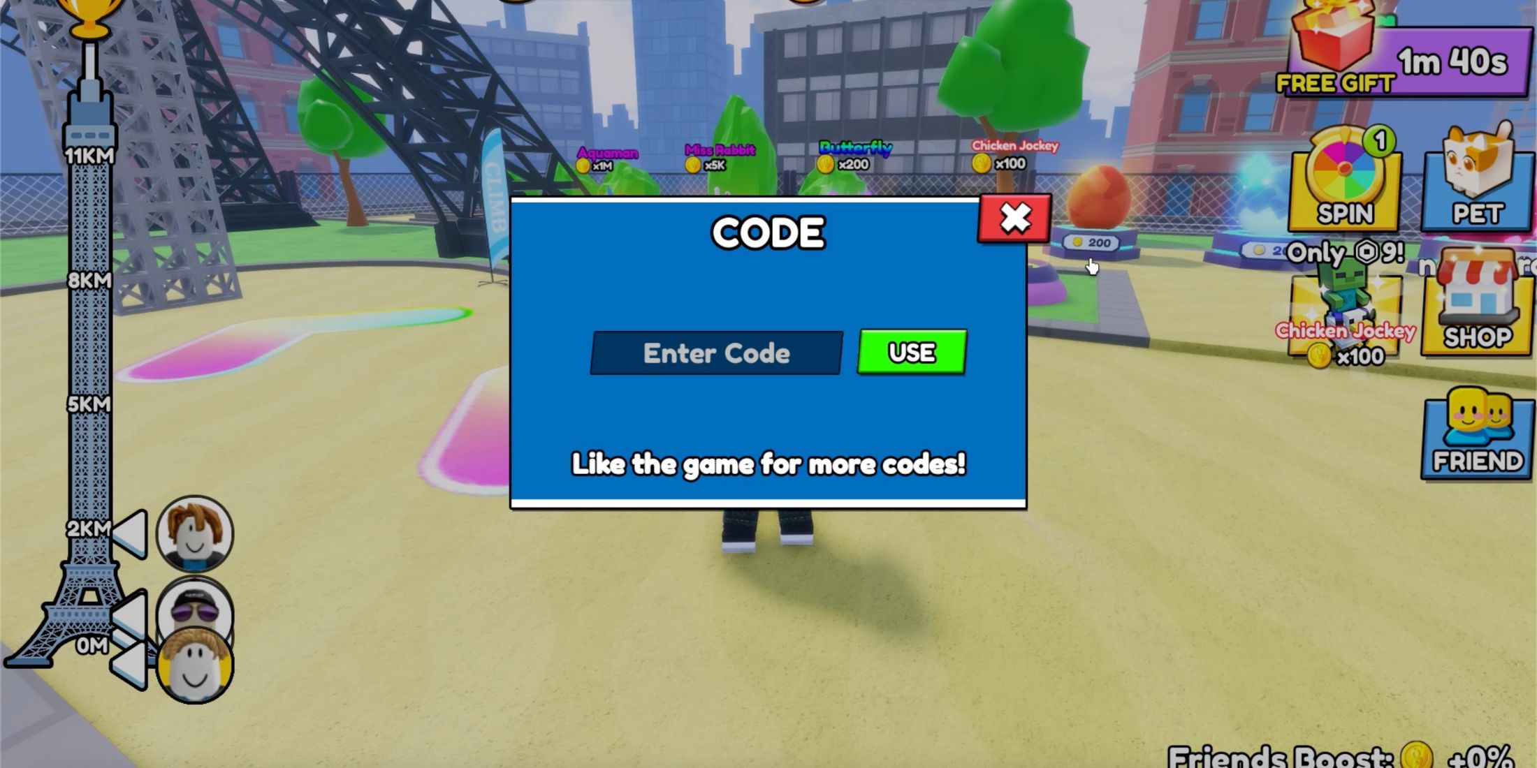 Climb and Jump Tower the codes tab