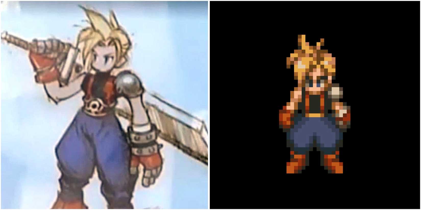 Cloud artwork and sprite in Final Fantasy Tactics
