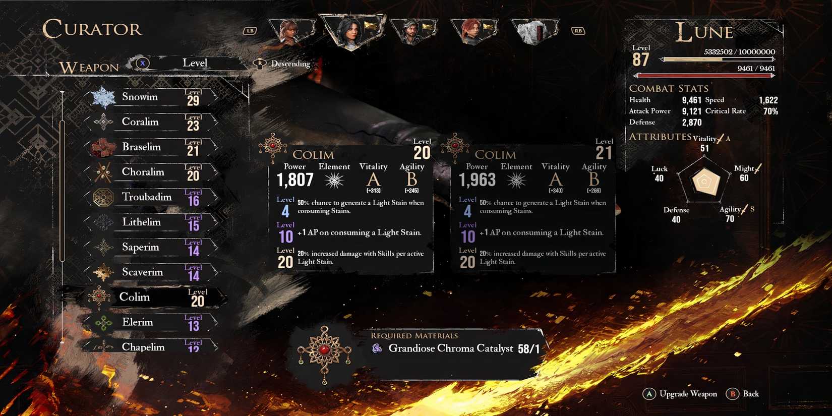 Colim weapon in Clair Obscur Expedition 33