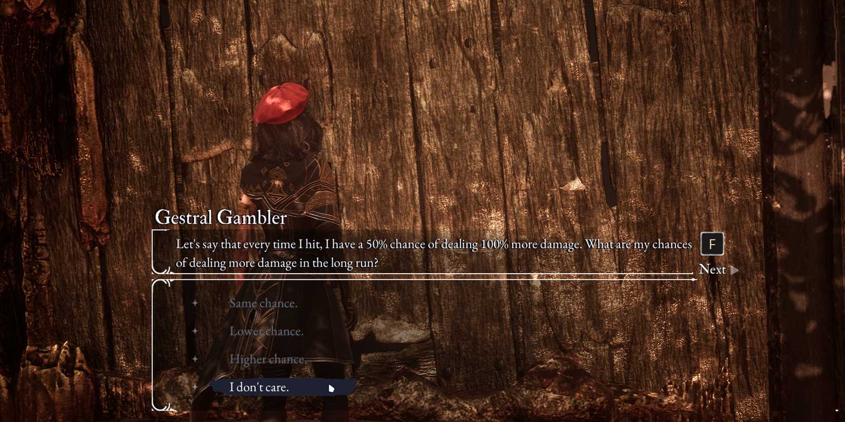 correct answer for the Gestral Gambler in Clair Obscur Expedition 33