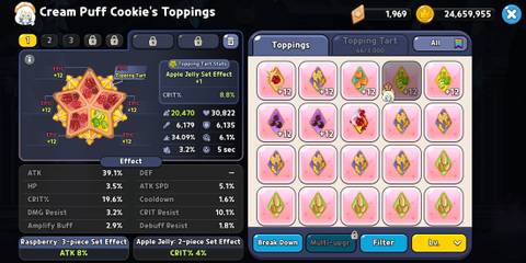 Cream Puff Raspberry Apple Topping Build - Cookie Run Kingdom